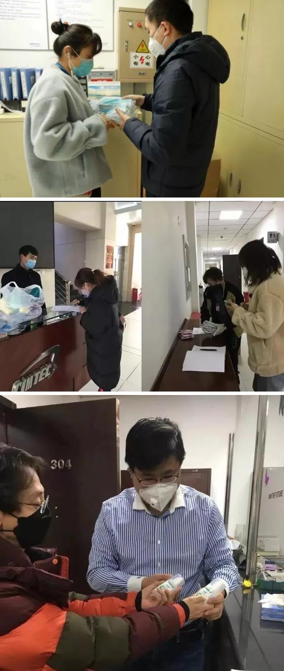 發(fā)放防護物資：口罩、手套、消毒液、洗手液